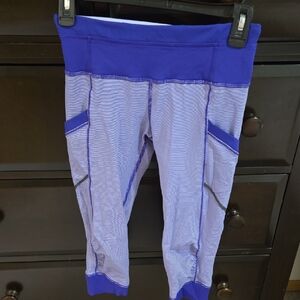 lululemon athletica Purple Striped Capri Athletic Leggings